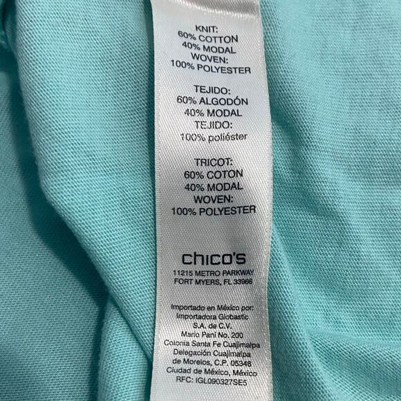 Chicos 1 Top Womens M Blue Deanna Pleat Sleeveless Tank Mixed Media Cotton Modal - Picture 8 of 11